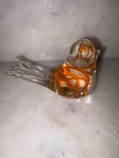 handcrafted art glass bird figurine, specifically a Murano-style glass bird pape