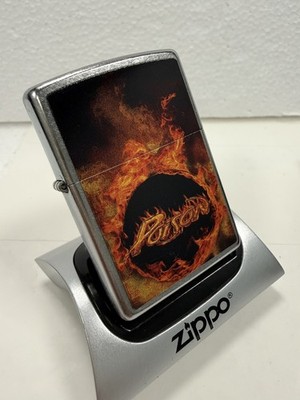 GENUINE Zippo Lighter POISON ROCK BAND Burning Flames Black Matte NEW IN BOX