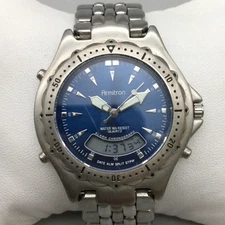 Armitron Now Watch Mens 43mm Chronograph Alarm Stainless Steel New Battery 7.25"