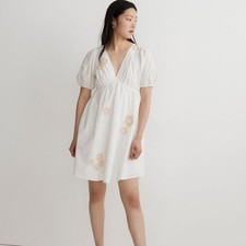 Madewell NWT Annamarie Mini Dress Size 4 Embroidered with Floral Appliqué NWT