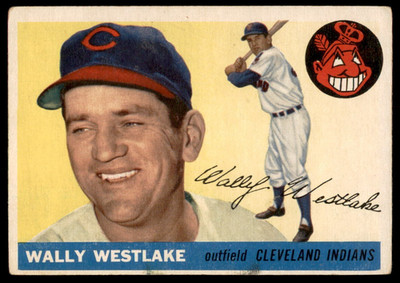1955 Topps #102  WALLY WESTLAKE  Cleveland Indians  VG+
