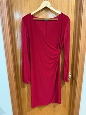 RAG Red Wrap Long Sleeve Dress size S