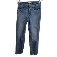 BKE Parker High Rise Cropped Straight Leg Jeans Womens 28 Medium Wash Raw Hem