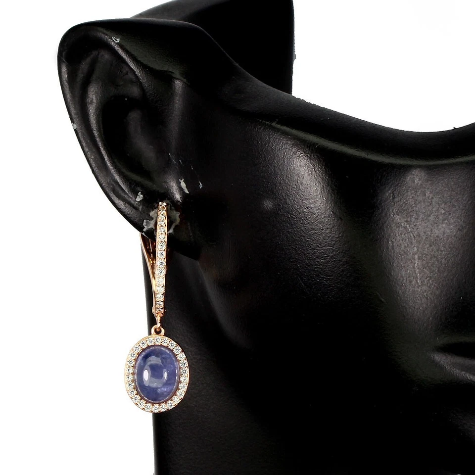 Orecchini in argento sterling 925 tanzanite ovale 9x7 mm pietre preziose... - Immagine 2 di 4