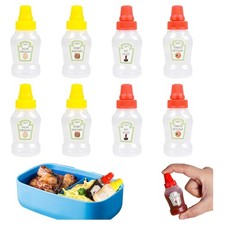 8er Set Mini Saucenflaschen Quetschflaschen 25ml mit Etiketten