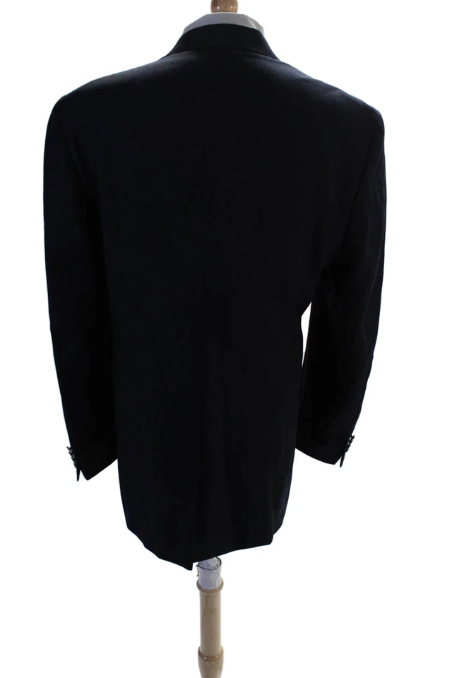 Michael Michael Kors Mens Wool Button Detailed Collared Suit Jacket Navy Size 44 - Image 4 of 4