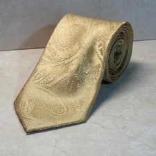 Vesuvio Napoli Gold Paisley Necktie Men's Dress Tie Formal Event Brocade Elegant