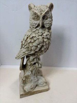 A. Santini Signed Italian Cast Stone Owl 13  Vintage Mid Century Beautiful Owl