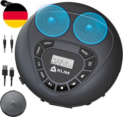 KLIM Speaker - CD Player Mit Lautsprecher - Bluetooth - Wiederaufladbarer Akku -
