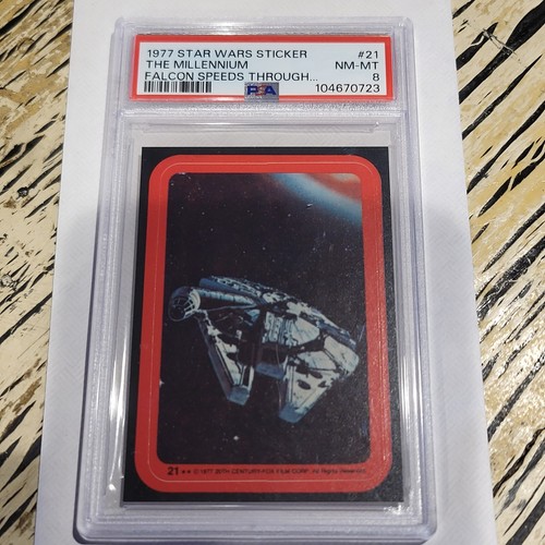 1977 Topps Star Wars Stickers #21 The Millennium Falcon speeds through space!