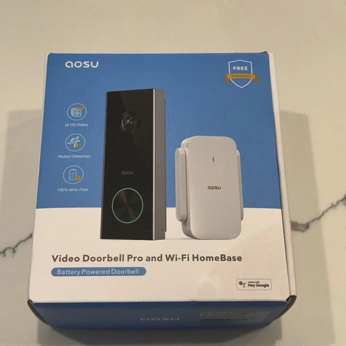 AOSU Video Doorbell Pro V8P1AX11 + WiFi Homebase Black/Space Gray Open Box