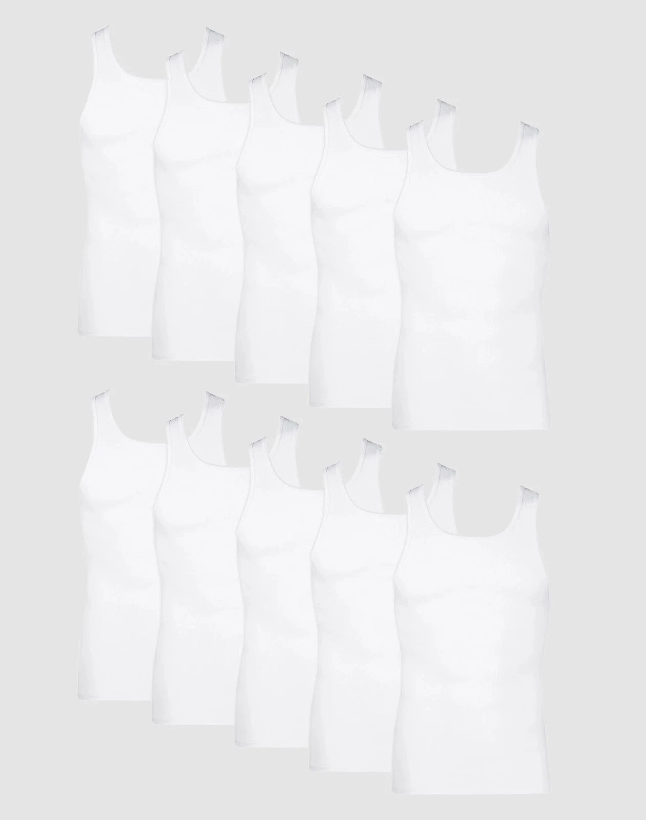 Hanes Tank Undershirt 10-Pack ComfortSoft Value Tag Itch Free Ribbed White S-3XL
