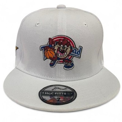 Looney Tunes Taz Space Jam Tune Squad Embroidered White Fitted Cap Size 7