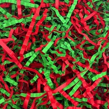 Red Green Crinkle Cut Paper Shred Filler 1 LB Gift Box Basket Packing