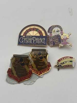 Vintage Enamel Souvenir Lapel Pins Lot 5 Desert Storm Carnival Bowling Nevada