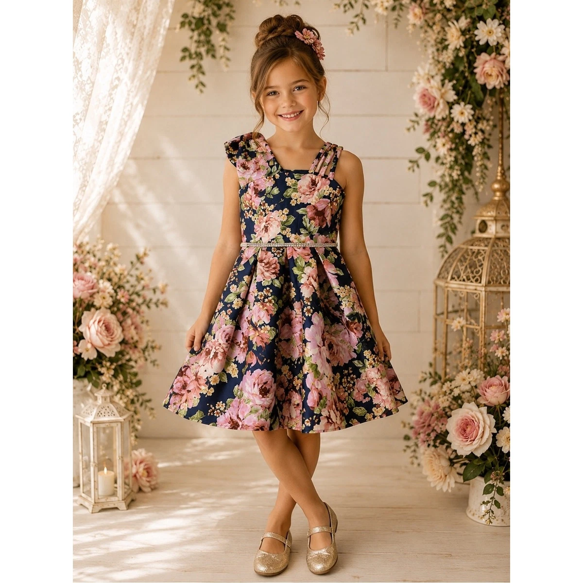 rare editions dresses Blue for Girls 7 Size for sale Thanksgiving dress Length:Regular (5'4