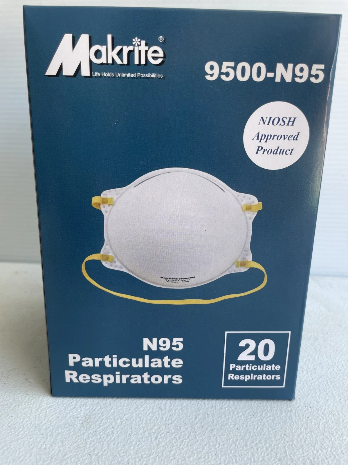 240-Makrite 9500-N95 NIOSH CDC Medical N95 Face Mask Respirator, 12 -20 PACK S