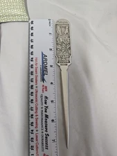 K. L. Pewter Letter Opener New In Box Made In Malaysia Map Floral Dagger Silver