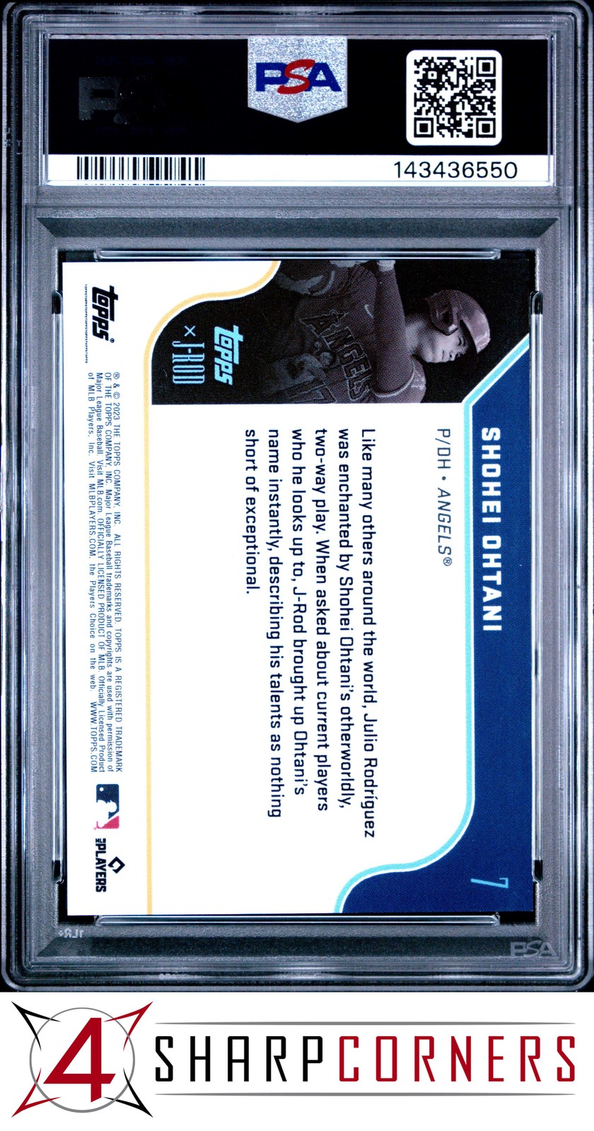 2023 TOPPS X J-ROD SHOW OUT COLLECTION #7 SHOHEI OHTANI  PSA 9 view 2