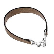 19.29 Inch PU Leather Short Bag Strap with Clasp, Dark Khaki, Silver Buckle