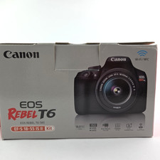 Canon EOS Rebel T6 Digital DSLR Camera 18MP w/ Lens, Box, Battery, Charger, Cord