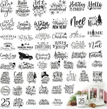 56Pcs Christmas Words Stickers Rub on Transfers for Crafts Vinyl Christmas Word