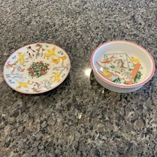 Tiffany & Co. Playground Dinnerware Multicolor Plate and Bowl Set of 2 1992