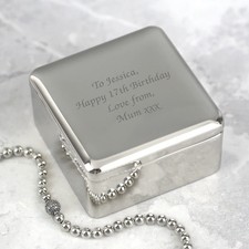 Personalised Any Message Square Trinket Box Jewellery Gifts Engraved