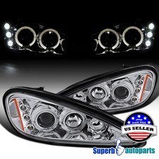 Fits 1999-2005 Pontiac Grand Am Led Halo Projector Head Lights Head Lamps