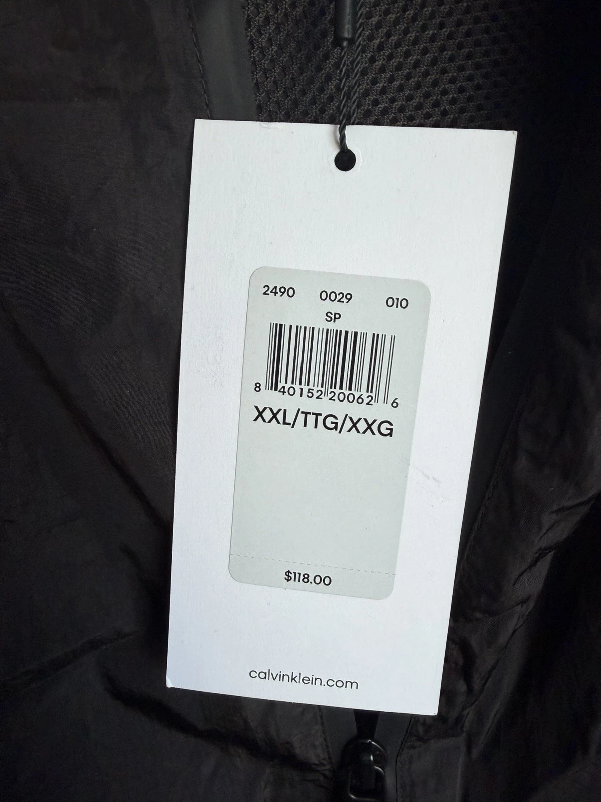 Calvin Klein Jeans Men's Windbreaker Jacket XXL Black Hooded Lightweight Zip NWT - product detail image 5