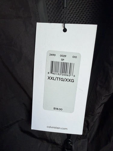 Calvin Klein Jeans Men's Windbreaker Jacket XXL Black Hooded Lightweight Zip NWT image 5