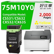 75M10Y0 Yellow Toner Cartridge Compatible for Lexmark CS531 CS632 CX532 CX635