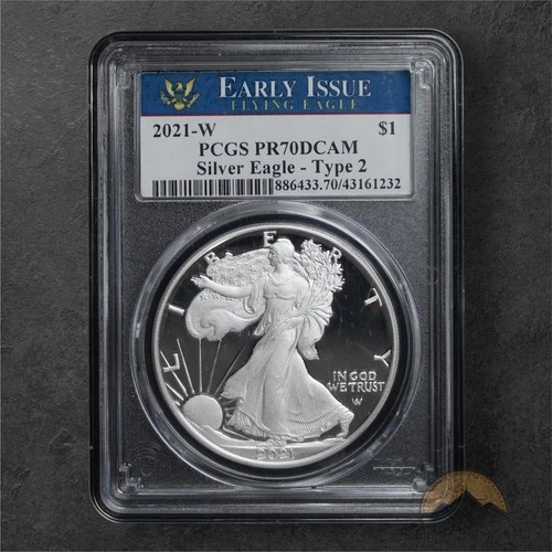 2021-W American Silver Eagle Proof Type 2 $1 - PCGS PR70 DCAM - West Point