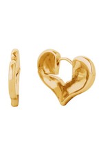 Do Everything in Love 14K Gold/White Gold Dipped Open Heart Hoop Huggie Earrings