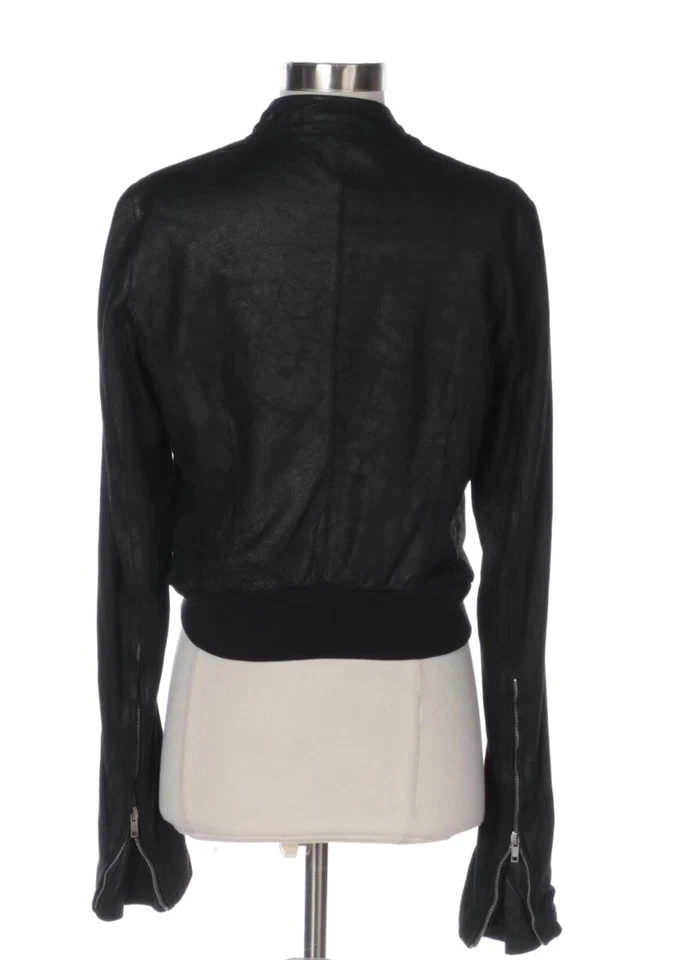 Rick Owens Moto куртка в овечьей шкуре с ребристой трикотажной отделкой - Изображение 3 из 4