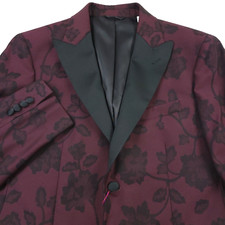 698 Robert Graham Reggie Wine Red Floral Jacquard Dinner Jacket Mens Size 40R