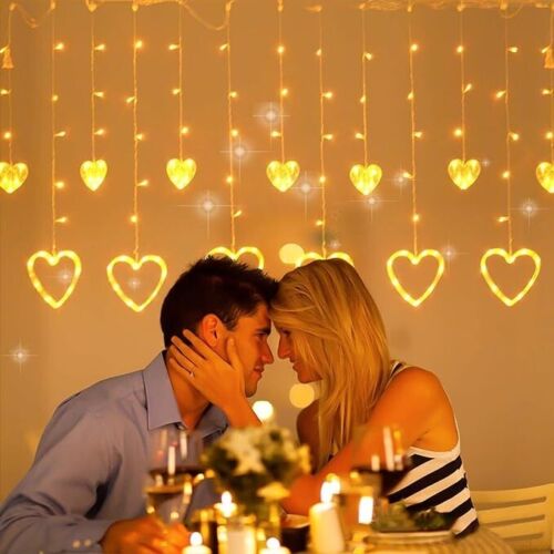 LOLStar Valentines Day Decor, Romantic Warm White Heart-Shaped 138 LEDs 12 Heart