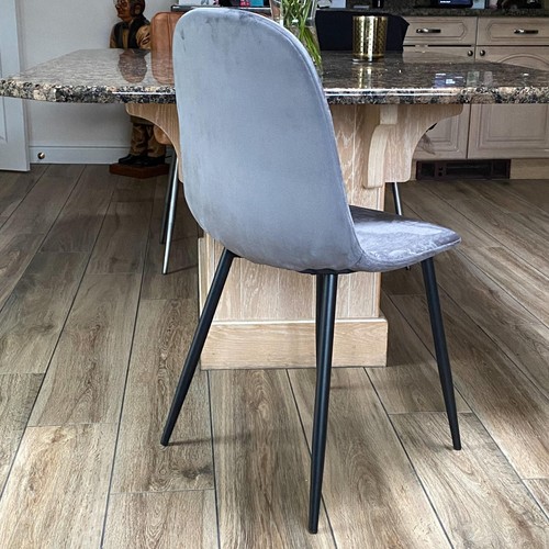 Modern Dining Chair Contemporary Hand Finished Velour Fabric & Steel Eiffel Legs - Picture 44 of 50