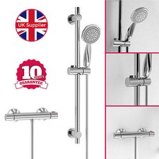 GEMMA CHROME ROUND THERMOSTATIC VALVE HANDSET SLIDER RAIL KIT SHOWER MIXER