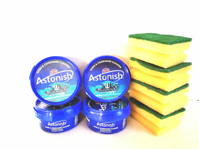 Astonish Oven & Cookware Cleaner – 4-Pack, 8.4 Oz Each, +4 Scrubbers, As Seen On TV