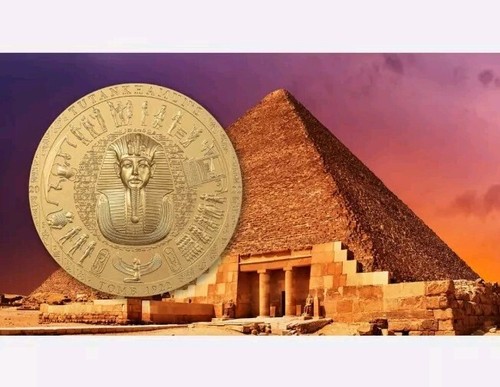 2022 $20 Cook Island Archeology Symbol TUTANKHAMUNS Gold Gilded 3 Oz Silver Coin - Picture 3 of 3