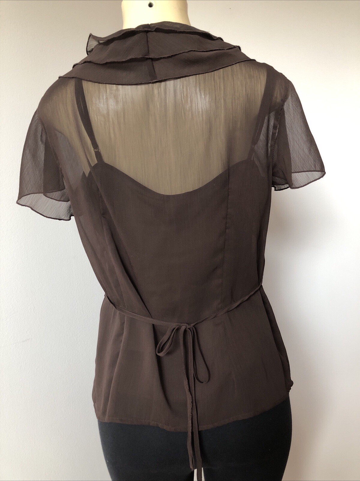 Women's Top HEIRLOOM LIMITED Brown Chiffon w/Cami… - image 4