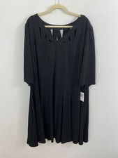 NEW CHRIS MCLAUGHLIN Black Fit Flare Cut Out Neckline Dress Plus Size 24W Knit