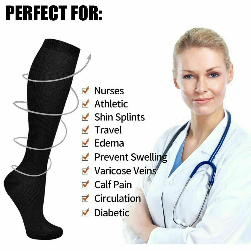 Compression Socks Pain Relief Calf Leg Foot Support Stocking Copper High