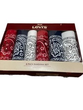 Levi's 6 Pack 100 Cotton Bandana Set  Red/Blue/White