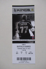 LOS ANGELES KINGS VS SABRES 11/7/2013 FULL TICKET ~ LINDEN VEY (NHL DEBUT)