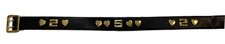 Escada Black Leather Belt w/ Gold Hearts No. 5 West Germany Size 36
