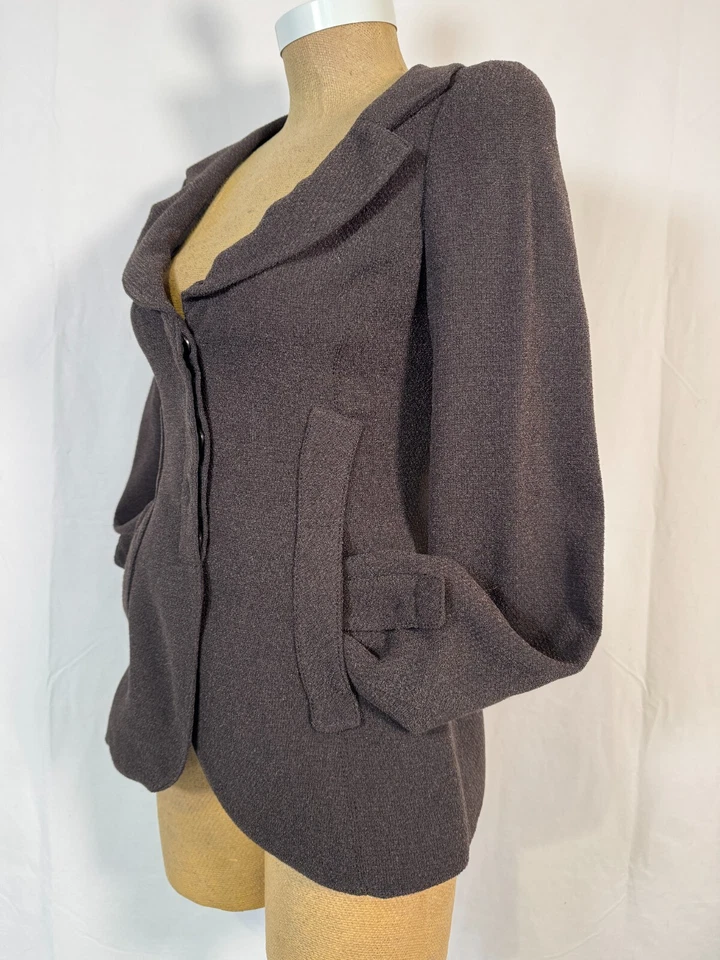 Chaqueta Blazer Emporio Armani Marrón Oscuro Ajustada Bolsillos Botones Talla 38 Talla S/XS Foto 4 de 4