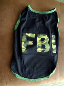FBI Black & Green Camo Dog T-Shirt, M