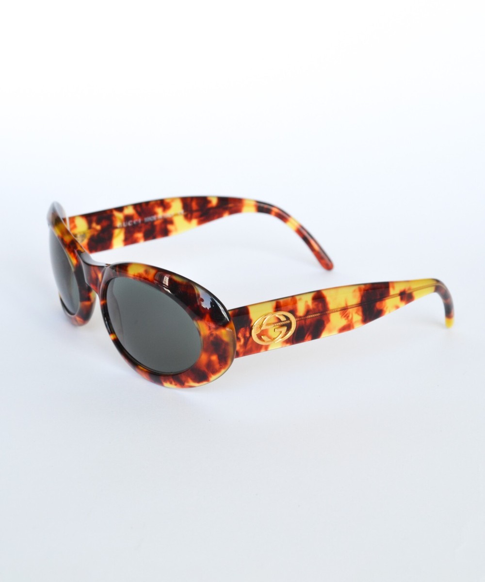 GUCCI Sunglasses Logo Oval Glasses Golden GG 2400 Brown